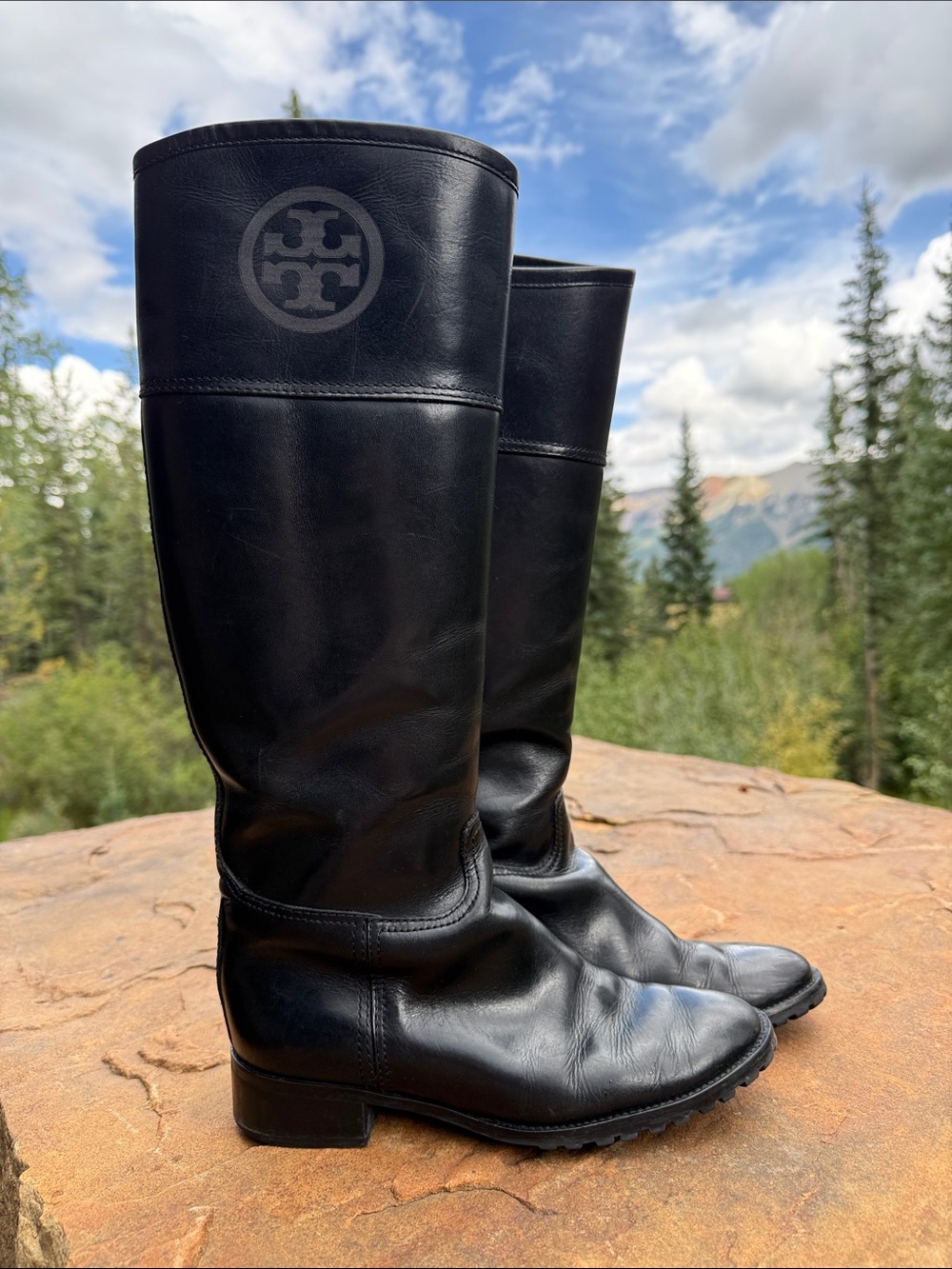 Tory Burch Black Leather Knee-High Riding Boots Size 6